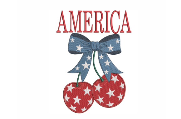 America Cherries Embroidery Design