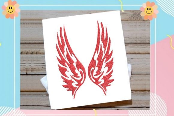 Angelic Wings Elegance: A Heavenly Embroidery Design for Crafters