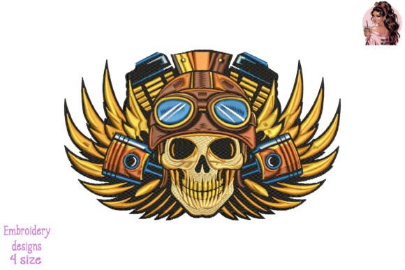 Biker Spirit Skull Embroidery