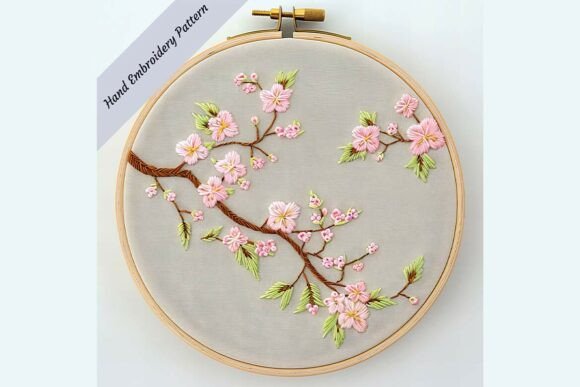 Cherry Blossom Branch Embroidery Pattern