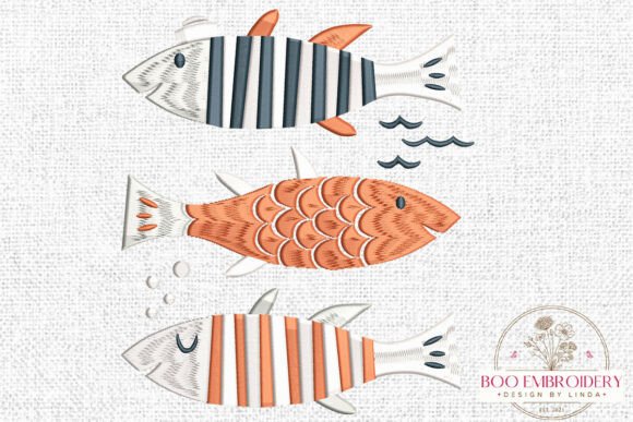 Cute Fish Embroidery Design, Cartoon Sea