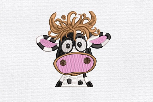 Funny Cow Face Embroidery Design