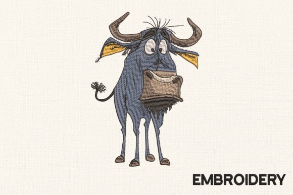 Funny Wildebeest Embroidery Design