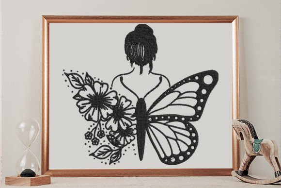 Half Butterfly Half Flowers: A Whimsical Embroidery Design for Creative Sellers