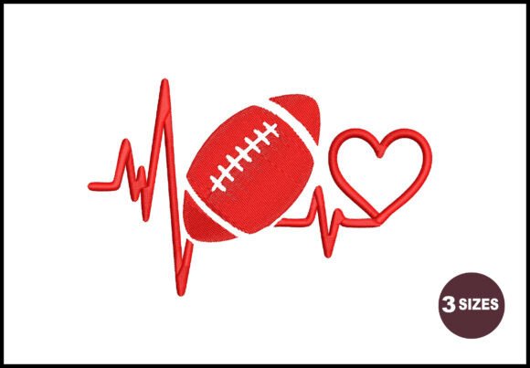 Heartbeat Football Embroidery Design Review for Business Use
