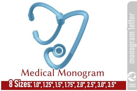 Medical Embroidery Monogram Letter - I for Creative Fabrica