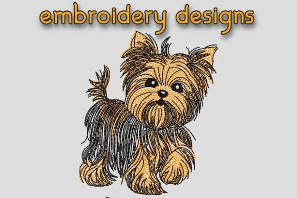 Small Yorkshire Terrier Dog Embroidery