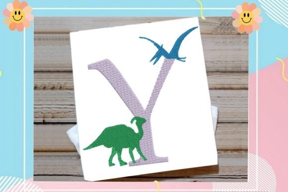 Y Letter Dino Delight Alphabet: A Playful Embroidery Addition